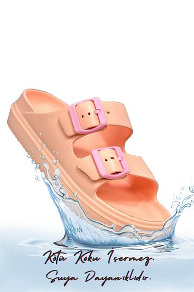 sermoda Double Buckle Lightweight Eva Summer Beach Slippers Pool Slippers Sink Slippers Powder Pink