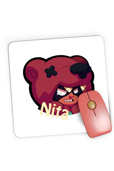 OEM Mousepad Gaming Brawl Stars Nita Fighter Bear Angry Shockwave, 21x19 см