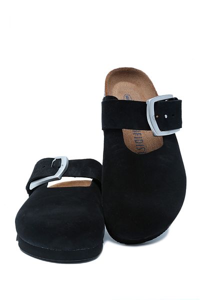 Kifidis 14444 Ch-Kifidis Soft Step Women's Suede Leather Sabo Cork Slippers 36-41 Black/Black