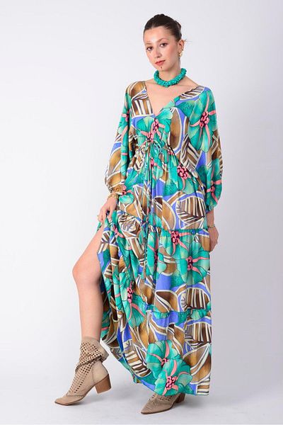 Park Moda G-28 ARYA MANOLYA ΜΑΚΡΥ ΦΟΡΕΜΑ ΜΕ ΜΟΡΦΑ ΦΟΥΝΤΟΥ