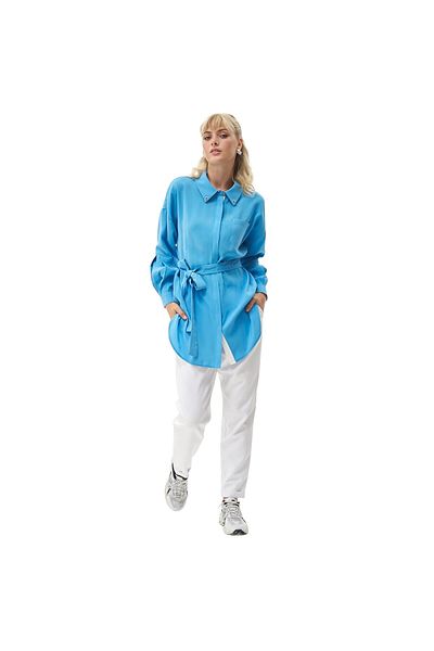 Kayra Rayon Tunic with Bird's Eye Detail at the Collar