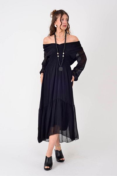 Park Moda Sn367 Elena Silk Dress with Belt and Rubber