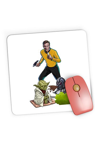 OEM Mousepad Gaming Star Trek Star Wars Yoda Genius Master Darth Vader Spit Coffee, 21x19 см