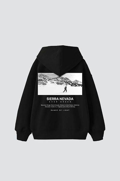 Sekizbiraltı Sierra Nevada Printed Oversize Unisex Μαύρο Hoodie