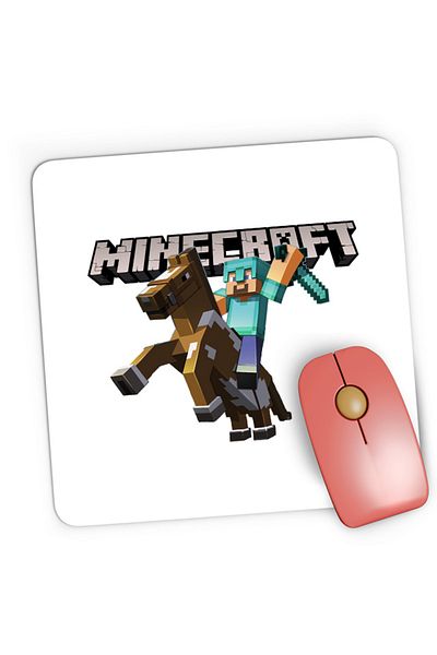 OEM Mousepad Gaming Minecraft Logo Horse Diamond Armor Tools, 21x19 см
