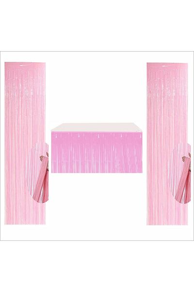 ZENVİVA Pink Table Skirt, 2 Pieces Pink Background