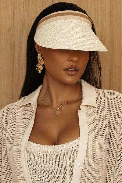 awix Visor Straw Hat Sunscreen Wide Visor Cream