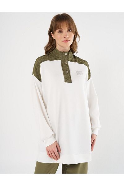 Kayra Seersucker Garnished Scuba Sweatshirt