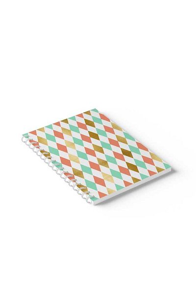 LOWHA Spiral Notebook with Front and Back Hard Covers Featuring Colourful Shapes Design