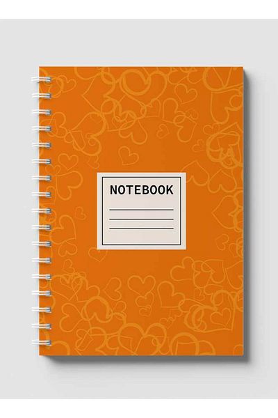 LOWHA Spiral Notebook with Front and Back Hard Covers Featuring Yellow Hearts Design