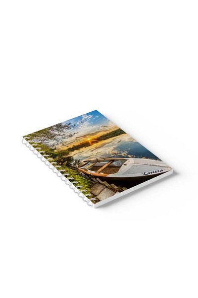 LOWHA Spiral Notebook with Front and Back Hard Covers Featuring Small Boat Design