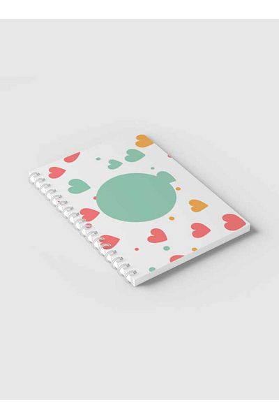 LOWHA Spiral Notebook with Front and Back Hard Covers Featuring Hearts & Circle Design