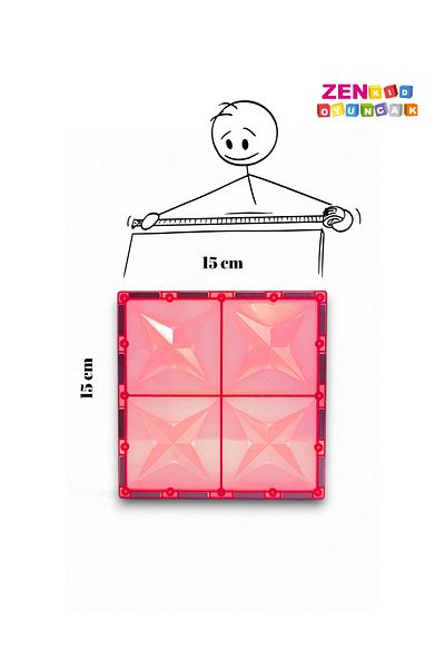 Magblock Magnetic 2 Large Square Pieces - 15 X 15 Cm. Compatible with All Brands. Supplementary Product