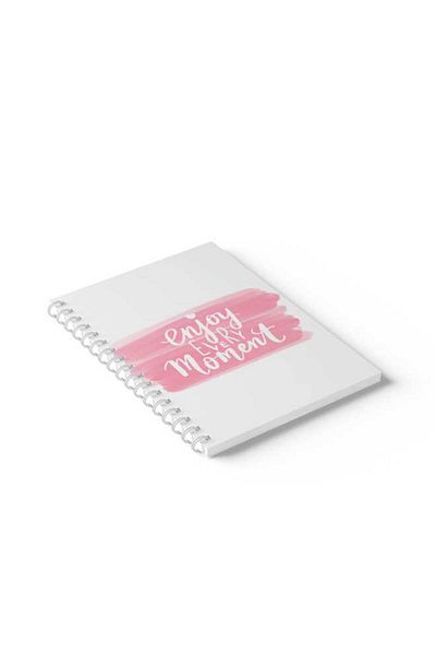 LOWHA Spiral Notebook with Front and Back Hard Covers Featuring Enjoy Every Moment Design