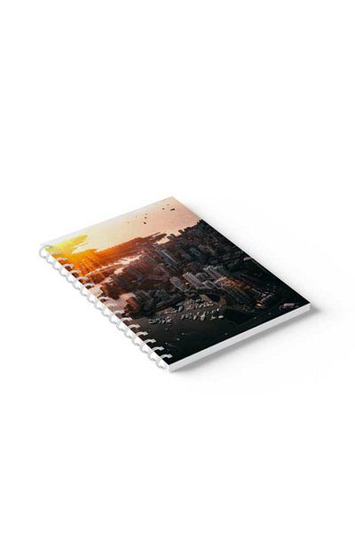 LOWHA Spiral Notebook with Front and Back Hard Covers Featuring Sunrise on the City Design
