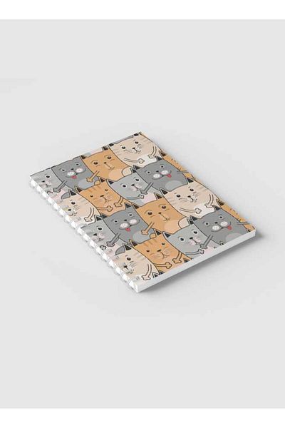 LOWHA Spiral Notebook with Front and Back Hard Covers Featuring Cute Cats Design
