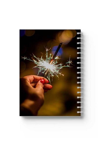 LOWHA Spiral Notebook with Front and Back Hard Covers Featuring Spark Design