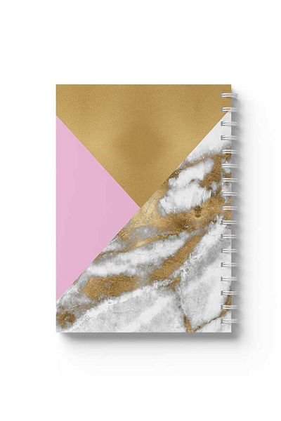 LOWHA Spiral Notebook with Front and Back Hard Covers Featuring Colourful Shapes Design