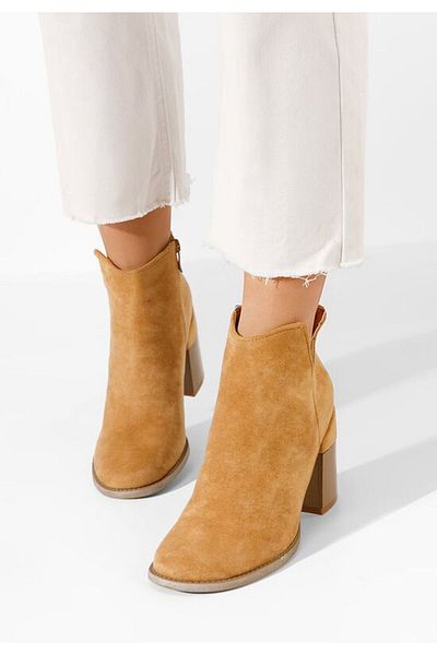 B T Shoes Paletia brown chunky heel ankle boots
