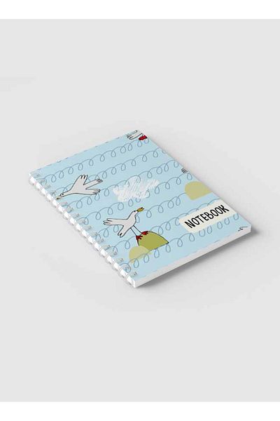 LOWHA Spiral Notebook with Front and Back Hard Covers Featuring Sea Birds Design