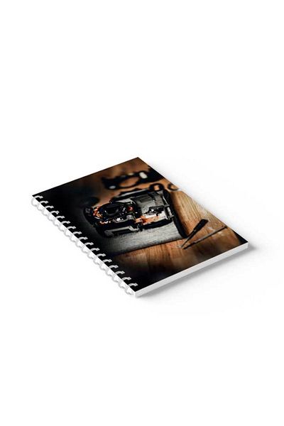 LOWHA Spiral Notebook with Front and Back Hard Covers Featuring Old Camera Design