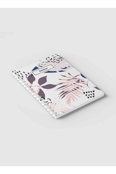 LOWHA Spiral Notebook with Front and Back Hard Covers Featuring Abstract Floral Design