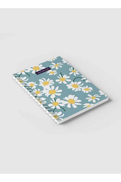 LOWHA Spiral Notebook with Front and Back Hard Covers Featuring Flower Design