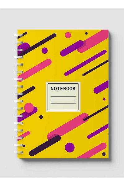 LOWHA Spiral Notebook with Front and Back Hard Covers Featuring Colored Shapes Design