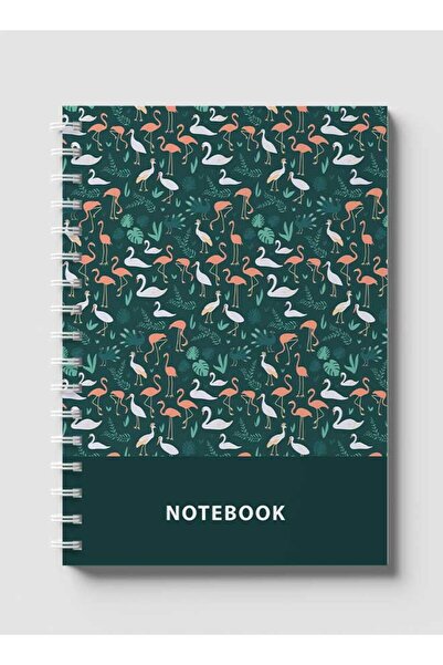 LOWHA دفتر ملاحظات حلزوني مع غلافين أمامي وخلفي صلبين بتصميم طيور النحام وأور...