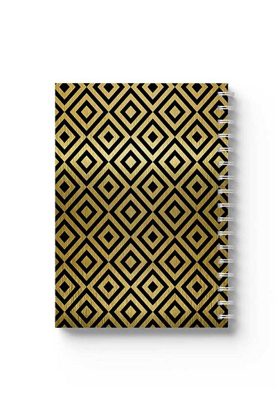 LOWHA Spiral Notebook with Front and Back Hard Covers Featuring Shapes Design