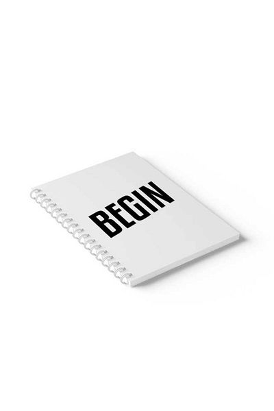 LOWHA Spiral Notebook with Front and Back Hard Covers Featuring Begin Design