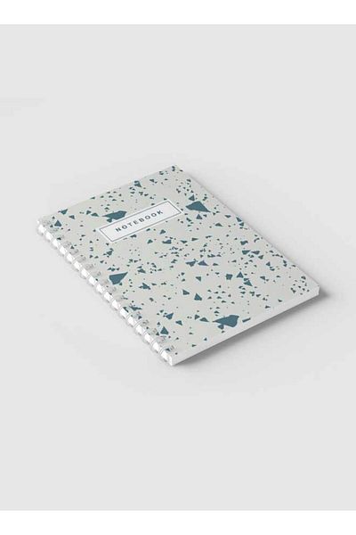LOWHA Spiral Notebook with Front and Back Hard Covers Featuring Terrazzo Abstract Design