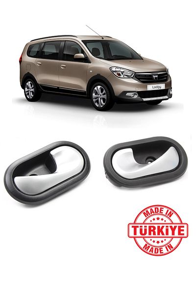 CMEPARTS Dacia Lodgy 2012-2021 Compatible Inner Door Release Handle Chrome Right and Left 2 Pcs Set