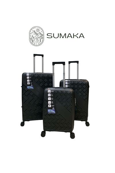 SUMAKA Luggage -Woven Pattern- Spinner Wheels, 3pcs Hard Shell Suitcases(20/24/28)Travel, Telescopic Handle