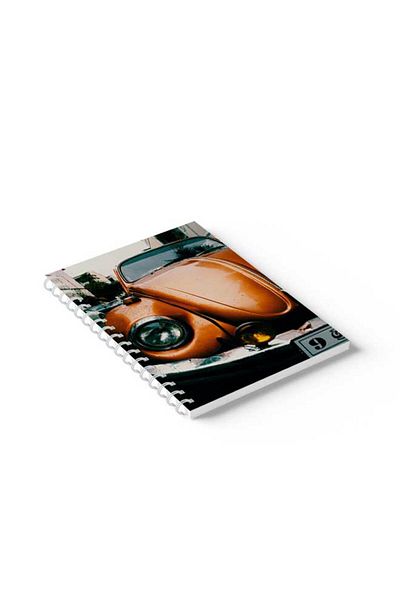 LOWHA Spiral Notebook with Front and Back Hard Covers Featuring Vintage Car Design