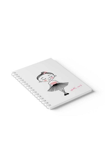 LOWHA Spiral Notebook with Front and Back Hard Covers Featuring Girl with Dress Design