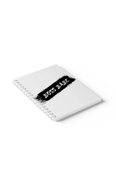 LOWHA Spiral Notebook with Front and Back Hard Covers Featuring Boss Babe Design