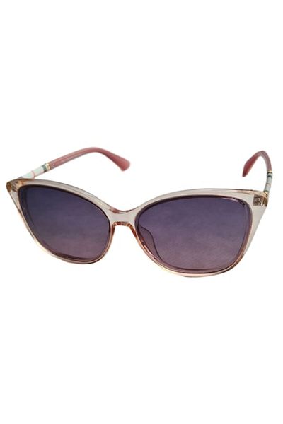 Globalport Retail Women's sunglasses, polarized, Cat Eye, Transparent pink plastic frame, purple lenses