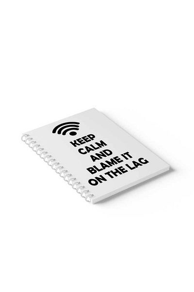 LOWHA Spiral Notebook with Front and Back Hard Covers Featuring Keep Calm Wi Fi Design