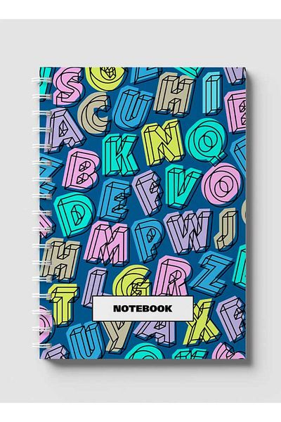 LOWHA Spiral Notebook with Front and Back Hard Covers Featuring Colored Bold Letters Design