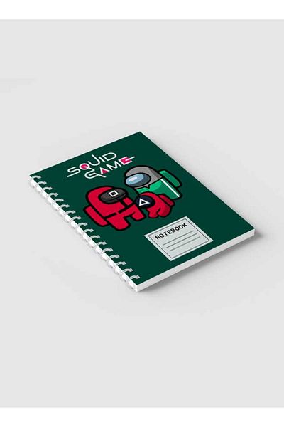 LOWHA Spiral Notebook with Front and Back Hard Covers Featuring Doodle Squide Game Design