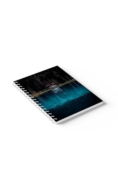 LOWHA Spiral Notebook with Front and Back Hard Covers Featuring Lake House Design