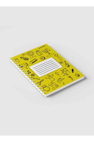 LOWHA Spiral Notebook with Front and Back Hard Covers Featuring Back to School Lines Design