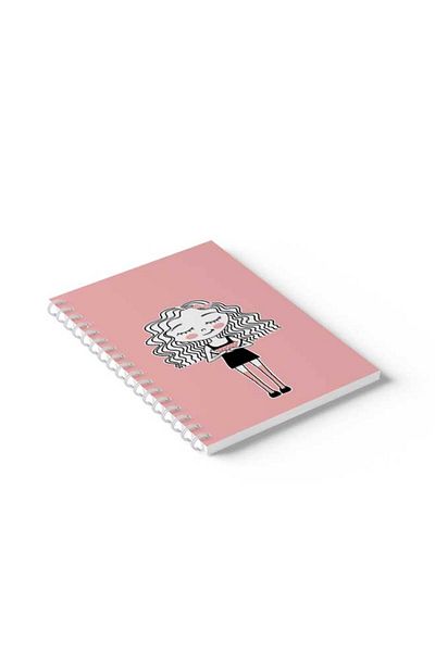 LOWHA Spiral Notebook with Front and Back Hard Covers Featuring Girl with Wtermelon Design