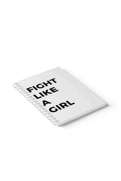 LOWHA Spiral Notebook with Front and Back Hard Covers Featuring Fight Like A Girl Design
