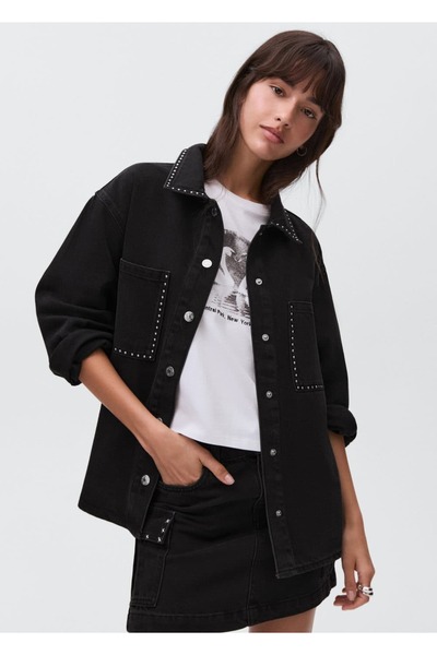 Mango Teen Zımbalı süet ceket