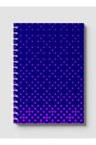 LOWHA Spiral Notebook with Front and Back Hard Covers Featuring Circular Halftone Purple Design
