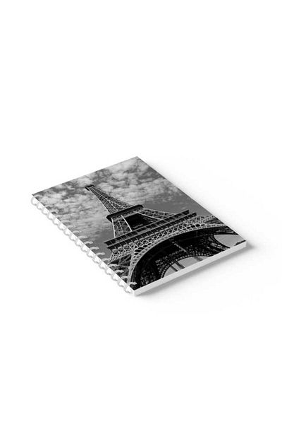LOWHA Spiral Notebook with Front and Back Hard Covers Featuring Eiffel Tower Design