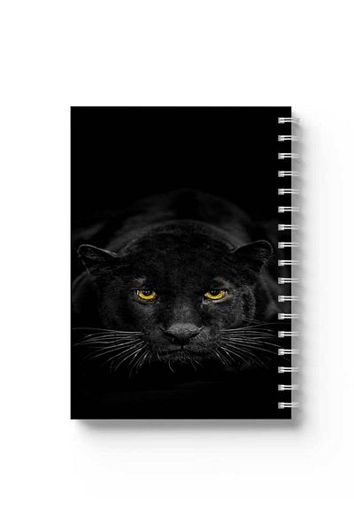 LOWHA Spiral Notebook with Front and Back Hard Covers Featuring Black Panther Design