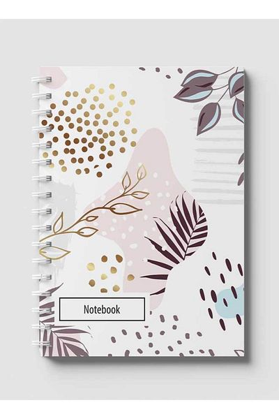 LOWHA Spiral Notebook with Front and Back Hard Covers Featuring Abstract Floral Design